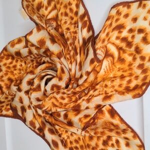 Vintage 60s Glentex Leopard Print Scarf Brown Cheetah Print Made In Japan